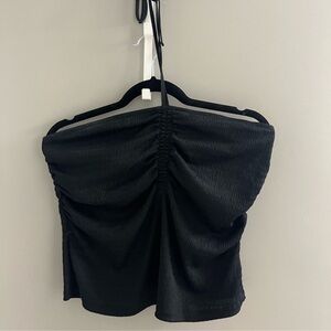 A New Day Black Ruched Women's Halter Top